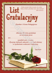 List gratuacyjny A4