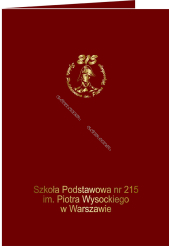 Teczka bordowa ze srebrzonym/złotym logo i nadrukiem