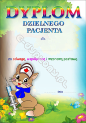 Dyplom dzielnego pacjenta A5 (kotek)