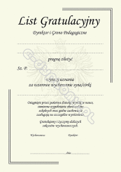 Wkładka do etui "List gratulacyjny"