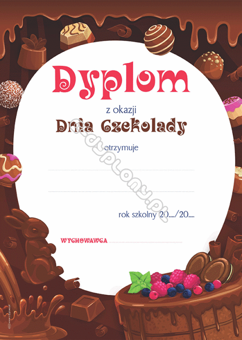 Dyplom Z Okazji Dnia Drzewa Dyplom z okazji Dnia Czekolady
