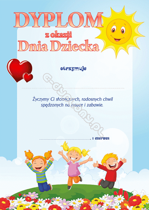 Dyplom Z Okazji Dnia Drzewa Dyplom z okazji dnia dziecka