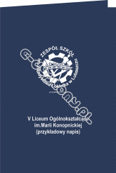 Teczka/okładka z kartonu ozdobnego z białym logo i nadrukiem