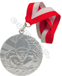 Medal srebrny "Pływanie" z wstążką