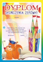 Dyplom ukończenia zerówki z wiewiórką