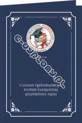 Teczka/okładka z kartonu ozdobnego z kolorowym logo i nadrukiem