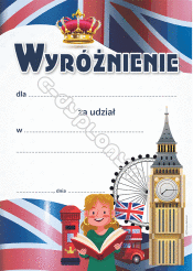 Wyróżnienie za udział w konkursie języka angielskiego
