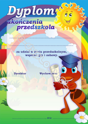 Dyplom Ukończenia Przedszkola - mrówka