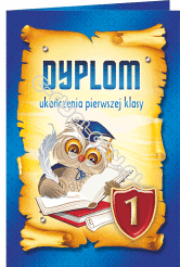 Dyplom B5 ukończenia 1 klasy z mądrą sową. Lakierowany.
