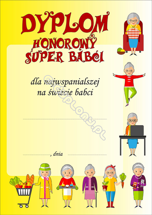 Dyplom Dla Babci I Dziadka Do Wydruku Dyplom super babci