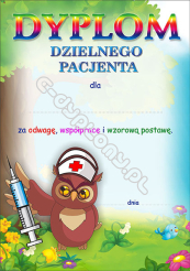 Dyplom dzielnego pacjenta A5 (sowa)