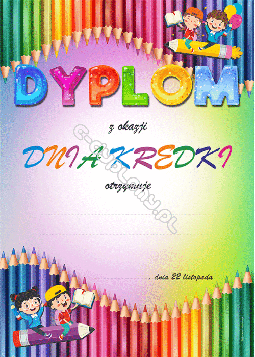 Dyplom Z Okazji Dnia Drzewa Dyplom z okazji dnia kredki