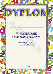 Dyplom za konkurs ortograficzny