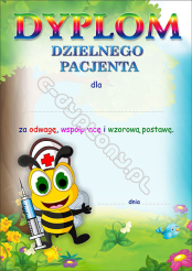 Dyplom dzielnego pacjenta A5 (pszczółka)