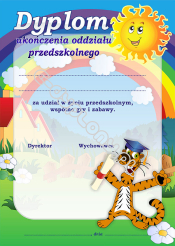 Dyplom Ukończenia Oddziału Przedszkolnego - tygrys