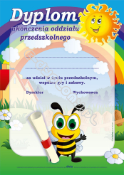 Dyplom ukończenia oddziału przedszkolnego (pszczółka)