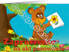 Zaproszenie na Akt Pasowania na Przedszkolaka (Miś)