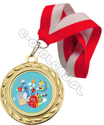 Medal złoty z wklejką "Wiedza" z wstążką