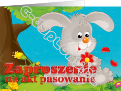 Zaproszenie na Akt Pasowania na Przedszkolaka (zając))
