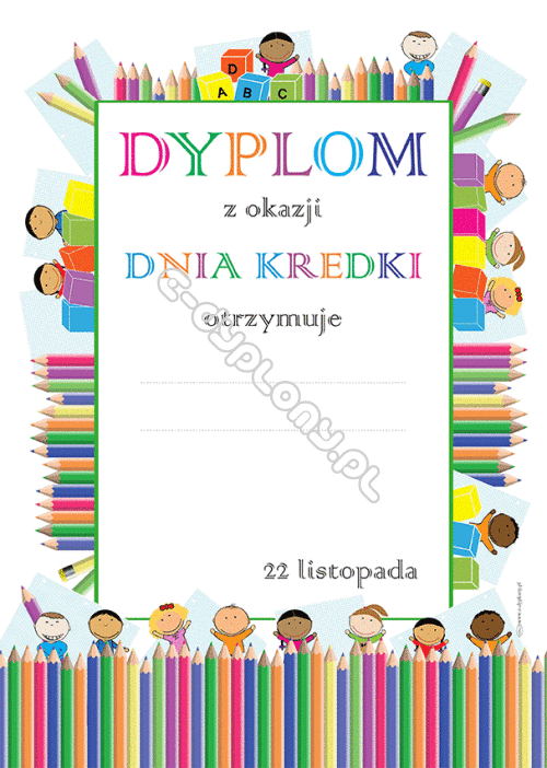 Dyplom Z Okazji Dnia Drzewa Dyplom z okazji dnia kredki
