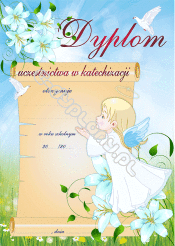 Dyplom uczestnictwa w katechizacji z aniołkiem