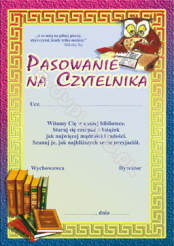 Dyplom Pasowania na Czytelnika z sówką