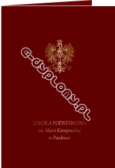 Teczka bordowa ze złoconym orłem u góry i nadrukiem
