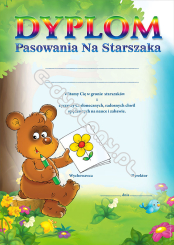 Dyplom pasowania na starszaka (miś)