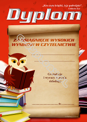 Dyplom za osiągnięcie wysokich wyników w czytelnictwie