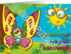 Zaproszenie na Akt Pasowania na Przedszkolaka (motyl)