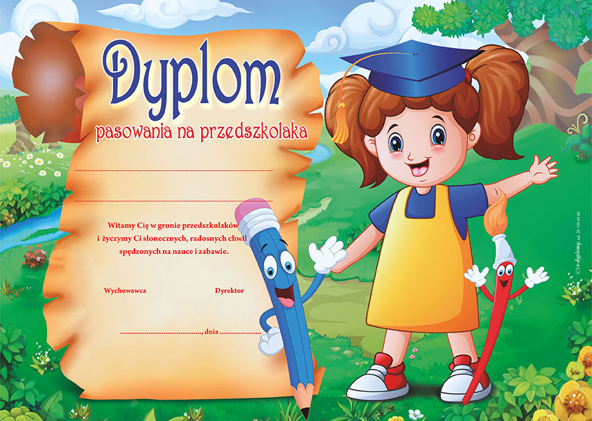 Birety I Dyplomy Na Pasowanie Dyplom pasowania na przedszkolaka (dziewczynka)