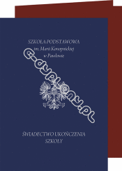 Teczka z kartonu ozdobnego z orłem oraz 2 srebrzonymi/złoconymi nadrukami