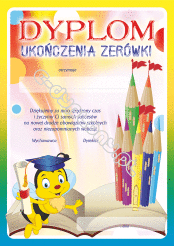 Dyplom ukończenia zerówki z pszczółką
