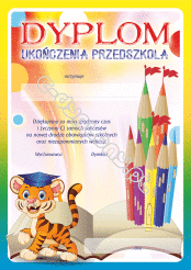 Dyplom ukończenia przedszkolaka z tygryskiem